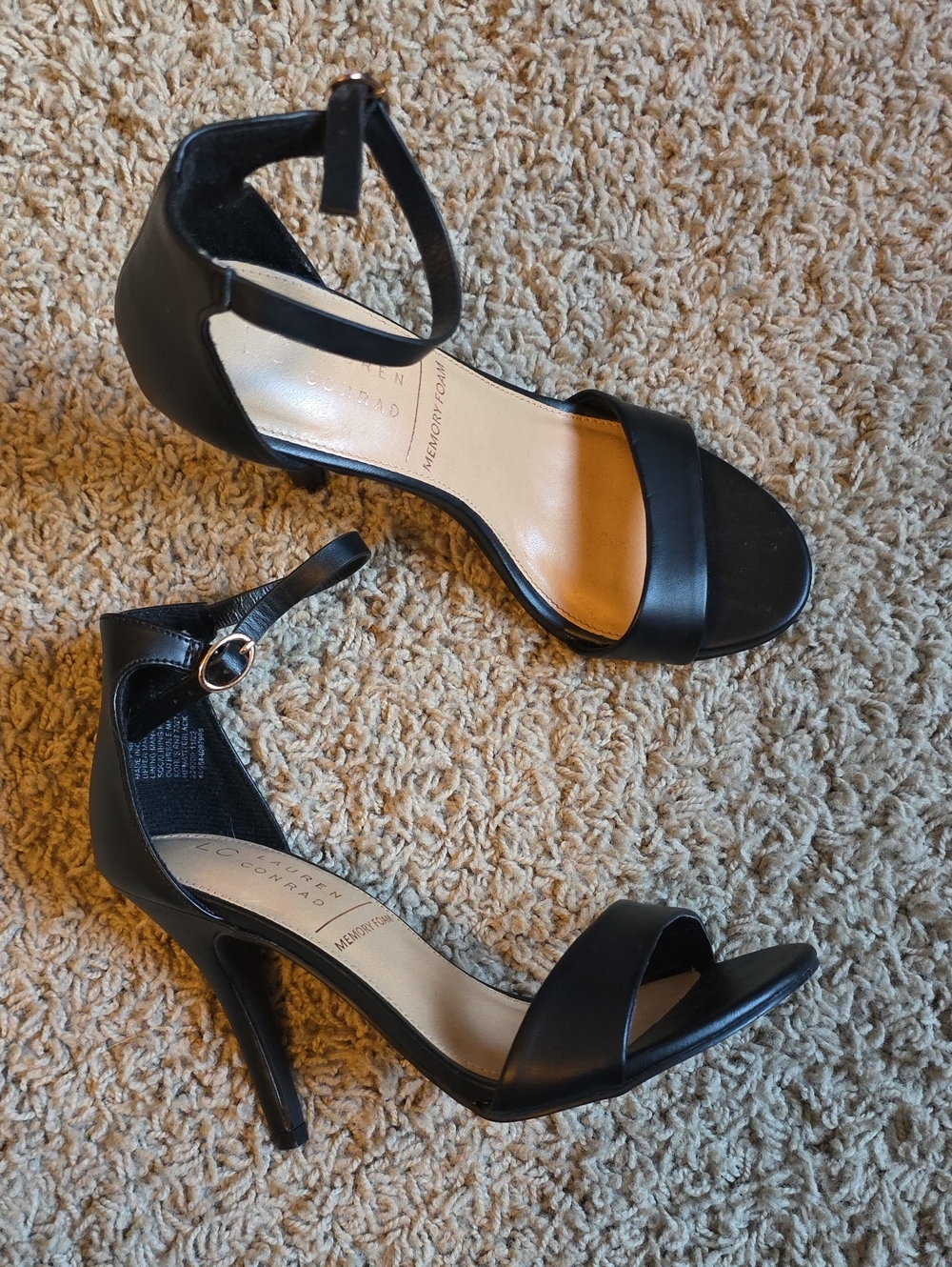 LC Lauren Conrad Black Ankle-Strap Stiletto Sandals